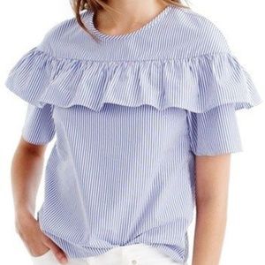Ruffle top blue and white stripe